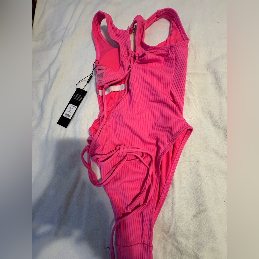 Vibrant Pink Ribbed Swimsuit - Picture 2 of 2